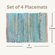 Load image into Gallery viewer, Perilla home Handmade Turquoise chindi Placemat (Set of 4)