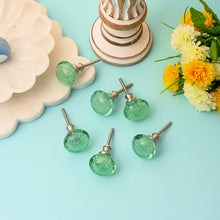 Load image into Gallery viewer, Set Of Six Light Green Bubble Glass Knobs
