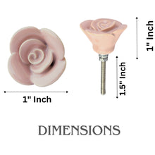Load image into Gallery viewer, Set Of Six Ceramic Pink rose Knobs