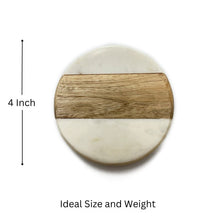 Load image into Gallery viewer, Marble coaster round wooden (Set of 6)