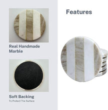 Load image into Gallery viewer, Marble coaster 3 stripe Beige (Set of 6)