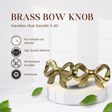 Cargar imagen en el visor de la galería, Set Of Six Brass Rose Tie Bow Knobs