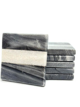 Carregar imagem no visualizador da galeria, Marble coaster Black 2 lines (Set of 6)