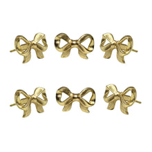 Cargar imagen en el visor de la galería, Set Of Six Brass Rose Tie Bow Knobs