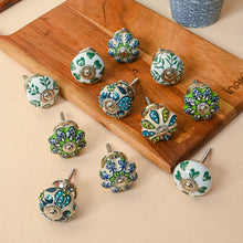 Load image into Gallery viewer, Ceramic Garden Green Drawer Knob Set Of 12