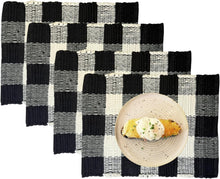 Load image into Gallery viewer, Perilla home Handmade Checked Black & White chindi Placemat (Set of 4)