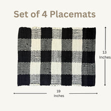 Load image into Gallery viewer, Perilla home Handmade Checked Black & White chindi Placemat (Set of 4)