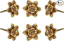 Load image into Gallery viewer, Set Of Six Gold Flower Knobs