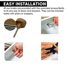 Load image into Gallery viewer, Wooden artistic knobs with black and white strips (set of 6)