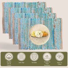 Load image into Gallery viewer, Perilla home Handmade Turquoise chindi Placemat (Set of 4)