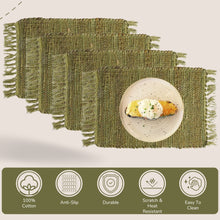Load image into Gallery viewer, Perilla home Handmade Green chindi Placemat  (Set of 4)