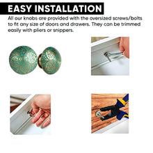 Load image into Gallery viewer, Set of six Sea green Bologna Knob