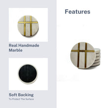 Load image into Gallery viewer, Marble coaster round 3 brass strip (Set of 6)