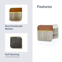 Load image into Gallery viewer, Marble coaster beige and wood (Set of 6)