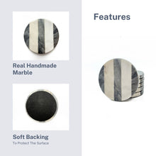 Cargar imagen en el visor de la galería, Marble coaster 3 stripe Black (Set of 6)