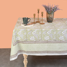 Load image into Gallery viewer, Iris Cotton TableCloth Hand Blockprint
