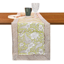 Load image into Gallery viewer, Iris Cotton Table Runner Hand Blockprint