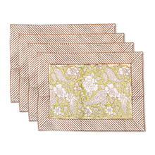 Load image into Gallery viewer, Iris Cotton Placemat Set of 4 Hand Blockprint