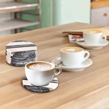 Cargar imagen en el visor de la galería, Marble coaster 3 stripe Black (Set of 6)