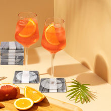 Carregar imagem no visualizador da galeria, Marble coaster Black 2 lines (Set of 6)
