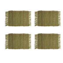 Load image into Gallery viewer, Perilla home Handmade Green chindi Placemat  (Set of 4)