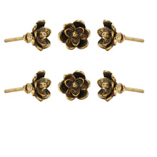 Charger l'image dans la galerie, Set of 6 Antique Gold Flower knob