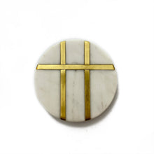 Load image into Gallery viewer, Marble coaster round 3 brass strip (Set of 6)