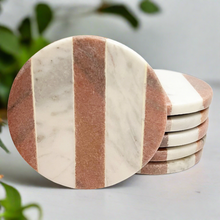 Load image into Gallery viewer, Marble coaster 3 stripe Pink (Set of 6)
