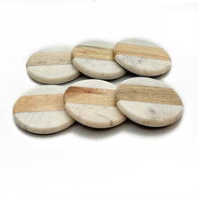 Load image into Gallery viewer, Marble coaster round wooden (Set of 6)