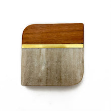Load image into Gallery viewer, Marble coaster beige and wood (Set of 6)