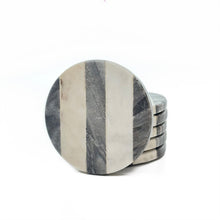 Cargar imagen en el visor de la galería, Marble coaster 3 stripe Black (Set of 6)
