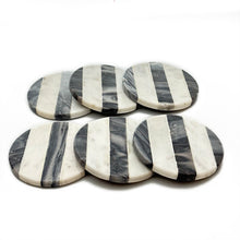 Cargar imagen en el visor de la galería, Marble coaster 3 stripe Black (Set of 6)