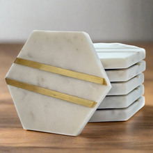 Cargar imagen en el visor de la galería, Marble coaster Hexagon (Set of 6)