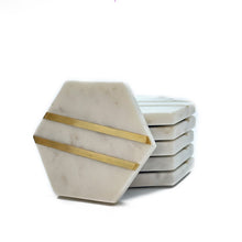 Cargar imagen en el visor de la galería, Marble coaster Hexagon (Set of 6)