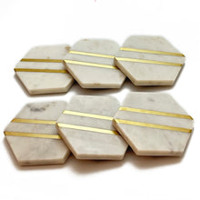 Cargar imagen en el visor de la galería, Marble coaster Hexagon (Set of 6)