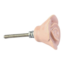 Load image into Gallery viewer, Set Of Six Ceramic Pink rose Knobs