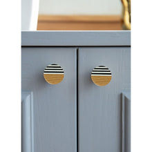 Load image into Gallery viewer, Wooden artistic knobs with black and white strips (set of 6)