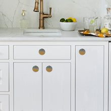 Load image into Gallery viewer, Wooden artistic knobs with black and white strips (set of 6)