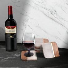 Load image into Gallery viewer, Marble coaster beige and wood (Set of 6)