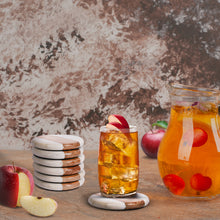 Load image into Gallery viewer, Marble coaster round wooden (Set of 6)