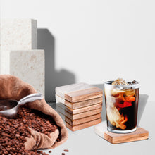 Load image into Gallery viewer, Marble coaster beige and wood (Set of 6)