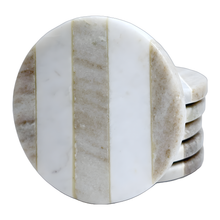 Load image into Gallery viewer, Marble coaster 3 stripe Beige (Set of 6)