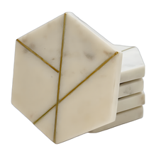 Load image into Gallery viewer, Set of six coaster Hexagon with 3 gold line