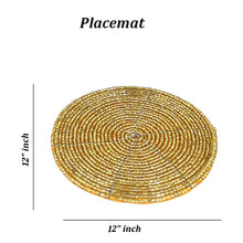 Load image into Gallery viewer, Golden Beaded Coaster and Placemat set (4+2)