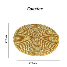 Load image into Gallery viewer, Golden Beaded Coaster and Placemat set (4+2)