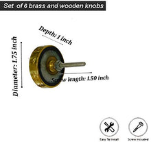 Load image into Gallery viewer, Set of Six Wooden Bro metal Knobs