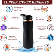 Load image into Gallery viewer, Copper Sipper Bottle (Black)