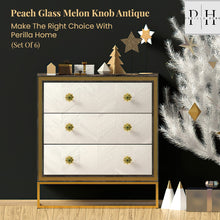 Load image into Gallery viewer, Set Of Six Peach Glass melon Knob antique