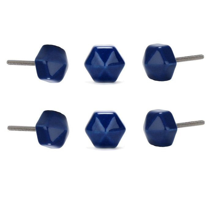 Hexagon Ceramic Small Blue ( Set Of 6 ) - Perilla Home