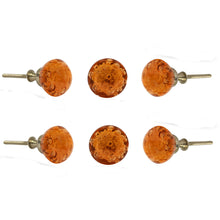 Charger l'image dans la galerie, Set Of Six Amber Bubble Glass Knobs